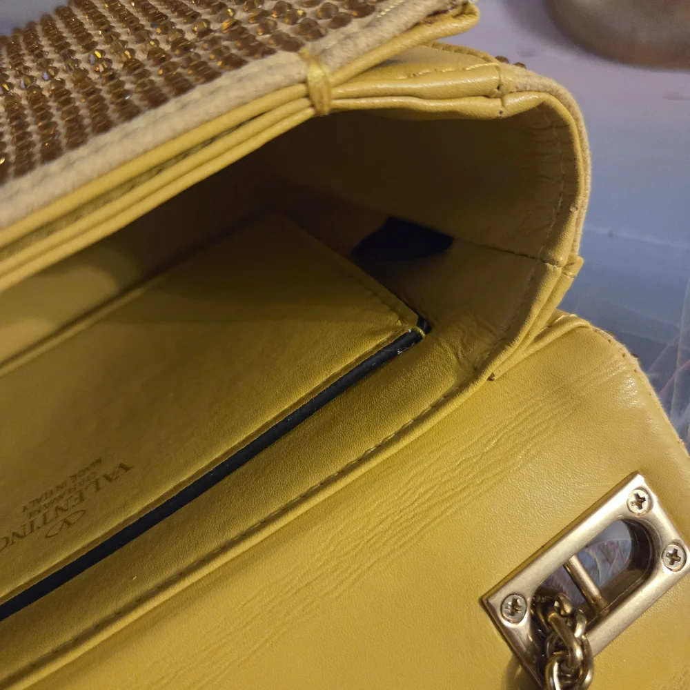 Gold Evening Crossbody Bag with Chain Strap - Picture 7 of 16